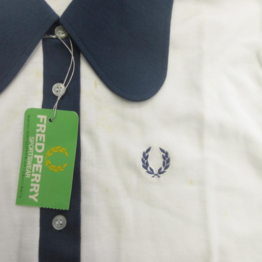未使用 FRED PERRY フレッドペリー 90's ポロシャツ カットソー ロゴ 刺繍 ヴィンテージ L 白 ホワイト ネイビー レディース 古着 中古 | FRED PERRY | 02