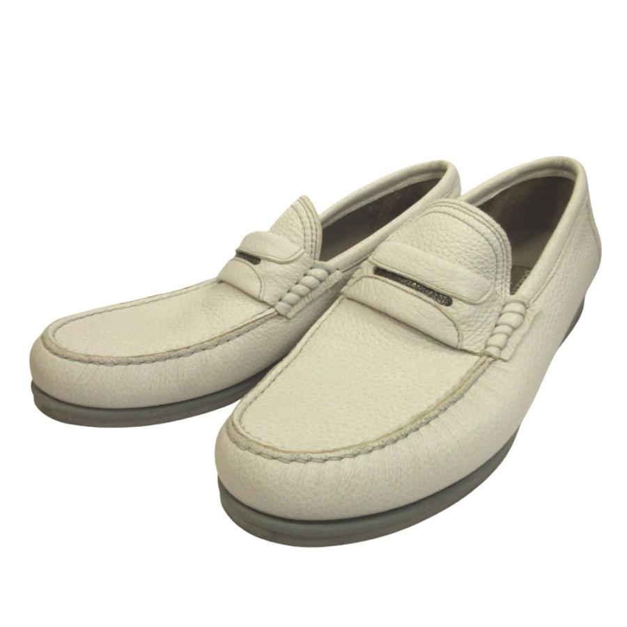良品 DOLCE&GABBANA ドルチェアンドガッバーナ ロゴ プレート レザー ローファー シューズ 靴 モカシン 7.5 26.5cm グレー メンズ 古着 中古 | DOLCE&GABBANA | 02