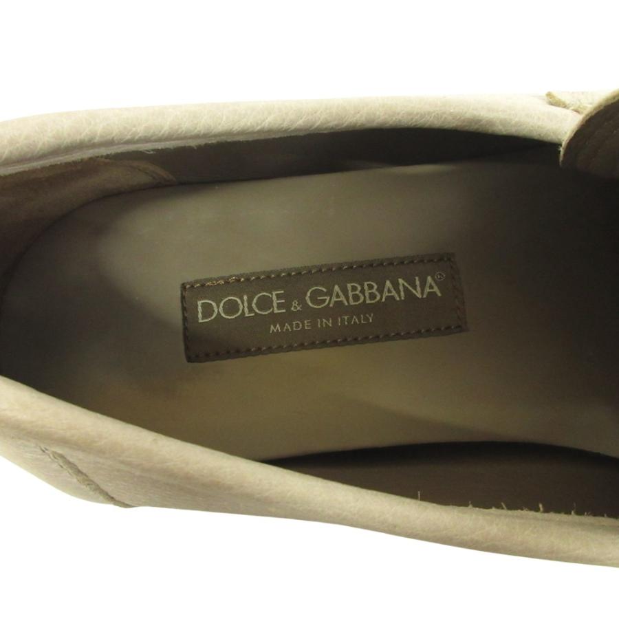 良品 DOLCE&GABBANA ドルチェアンドガッバーナ ロゴ プレート レザー ローファー シューズ 靴 モカシン 7.5 26.5cm グレー メンズ 古着 中古 | DOLCE&GABBANA | 07