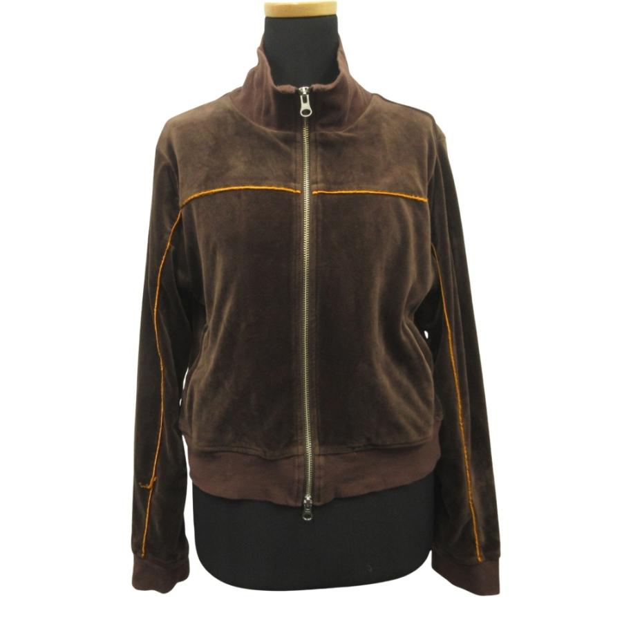 MOUSSY マウジー クロップド ベロア トラック ジャケット ブルゾン パイピング ショート丈 F 茶 ブラウン レディース 古着 中古 | MOUSSY