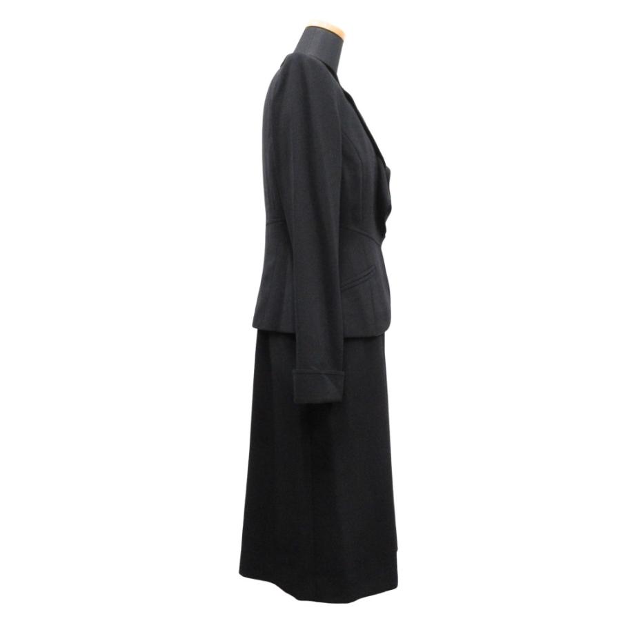 美品 miss ashida ミス アシダ ウール アンサンブル ジャケット ワンピース ミモレ丈 フォーマル 11号 黒 ブラック レディース 古着 中古 | miss ashida | 01