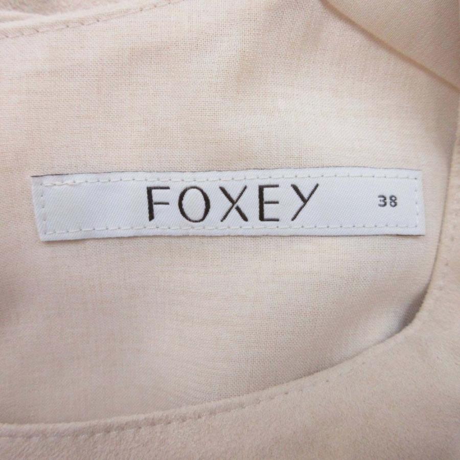 美品 FOXEY フォクシー モンテナポレオーネ スエード調 ワンピース ノースリーブ 膝丈 ハーフ フレア Aライン レース 38 ベージュ レディース 古着 中古 | FOXEY | 08