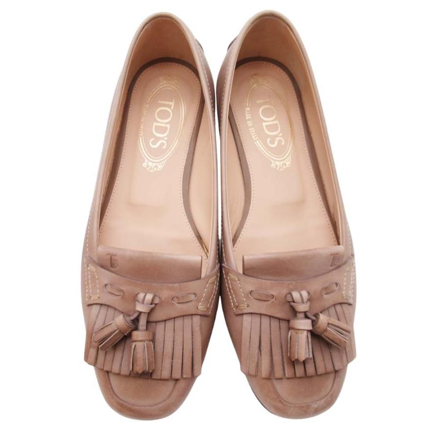 良品 TOD’S トッズ タッセルローファー ドライビングシューズ スリッポン フラットパンプス 靴 35.5A/22.5 ベージュ レディース 古着 中古 |  | 01