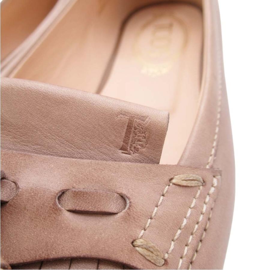 良品 TOD’S トッズ タッセルローファー ドライビングシューズ スリッポン フラットパンプス 靴 35.5A/22.5 ベージュ レディース 古着 中古 |  | 05
