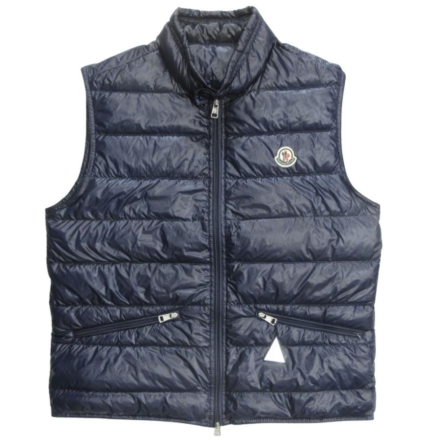 良品 MONCLER モンクレール GUI GILET ダウン ベスト ジャケット ブルゾン ロゴ ワッペン サイズ3 紺 ネイビー メンズ 古着 中古 | MONCLER