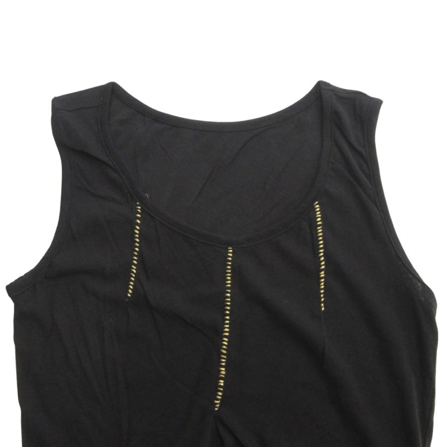 良品 Yohji Yamamoto FEMME ヨウジヤマモト ファム 金糸刺繍 タンクトップ ノースリーブ カットソー Tシャツ 2 黒 ブラック ゴールド レディース 古着 中古 | Yohji Yamamoto | 02
