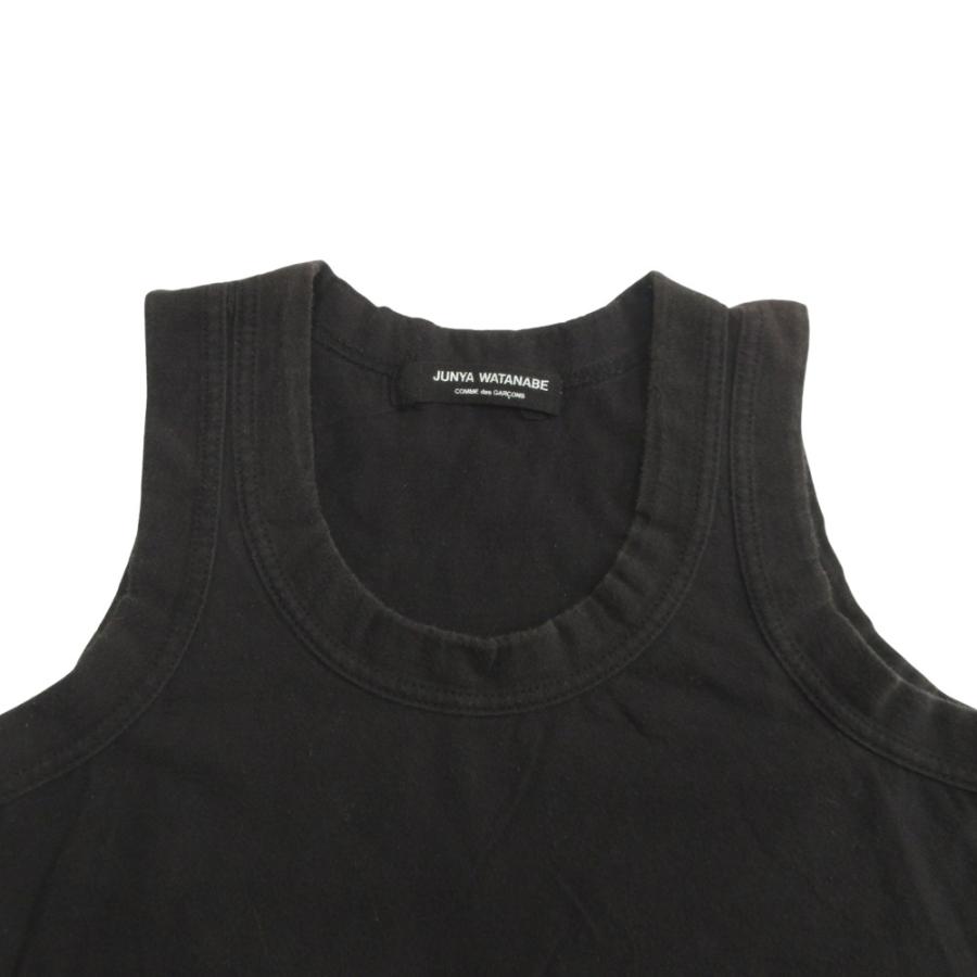 良品 JUNYA WATANABE ジュンヤワタナベ タンクトップ ノースリーブ カットソー 無地 コムデギャルソン AD2012  黒 ブラック レディース 古着 中古 | JUNYA WATANABE | 02