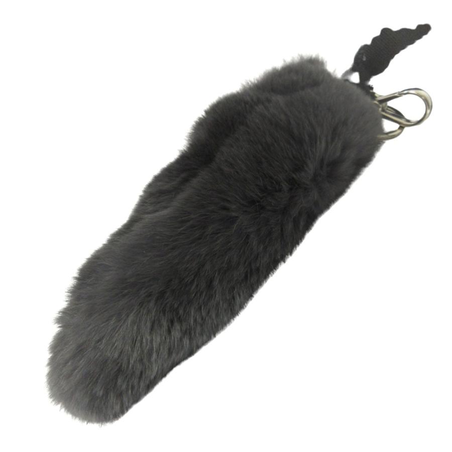 新品同様 MIUMIU ミュウミュウ ファー バッグ チャーム キーホルダー アクセサリー キー 鍵 しっぽ 尻尾 リボン グレー レディース 古着 中古 | miu miu | 02