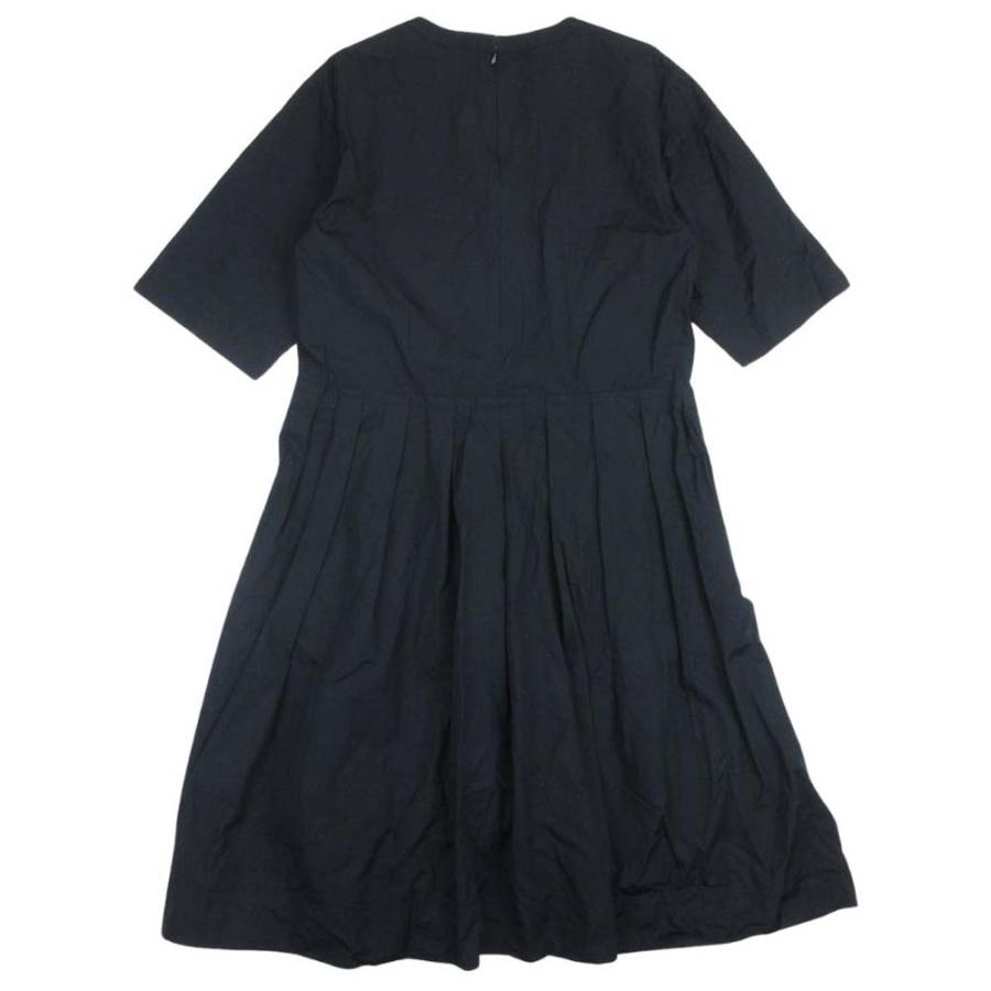 美品 MARGARET HOWELL マーガレットハウエル 25ss SOFT COMPACT COTTON フレアワンピース 七分袖 ミモレ丈 ロング 2 黒 ブラック レディース 古着 中古 | MARGARET HOWELL | 01