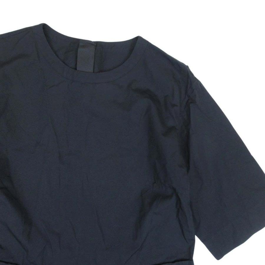 美品 MARGARET HOWELL マーガレットハウエル 25ss SOFT COMPACT COTTON フレアワンピース 七分袖 ミモレ丈 ロング 2 黒 ブラック レディース 古着 中古 | MARGARET HOWELL | 02