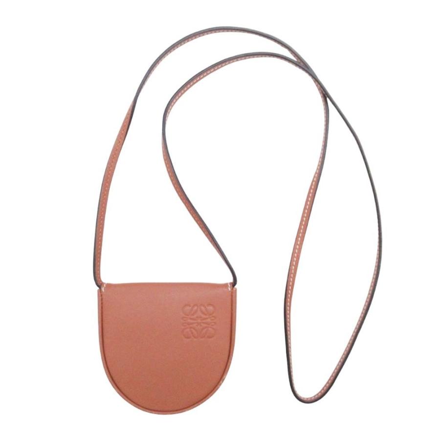 美品 LOEWE ロエベ ヒールポーチ ミニサイズ コインケース マルチパース ネックストラップ アナグラムロゴ 財布 ブラウン メンズ レディース 古着 中古 | LOEWE