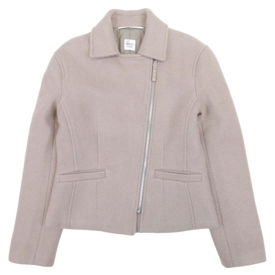 未使用 HERMES エルメス 23aw カシミヤ100％ ダブルライダース ジャケット ブルゾン コート メドール金具 36 ベージュ レディース 古着 中古 | HERMES | 01