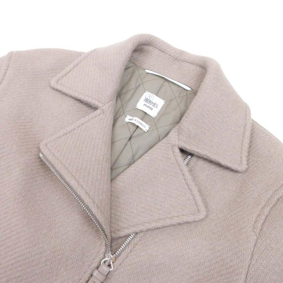 未使用 HERMES エルメス 23aw カシミヤ100％ ダブルライダース ジャケット ブルゾン コート メドール金具 36 ベージュ レディース 古着 中古 | HERMES | 04