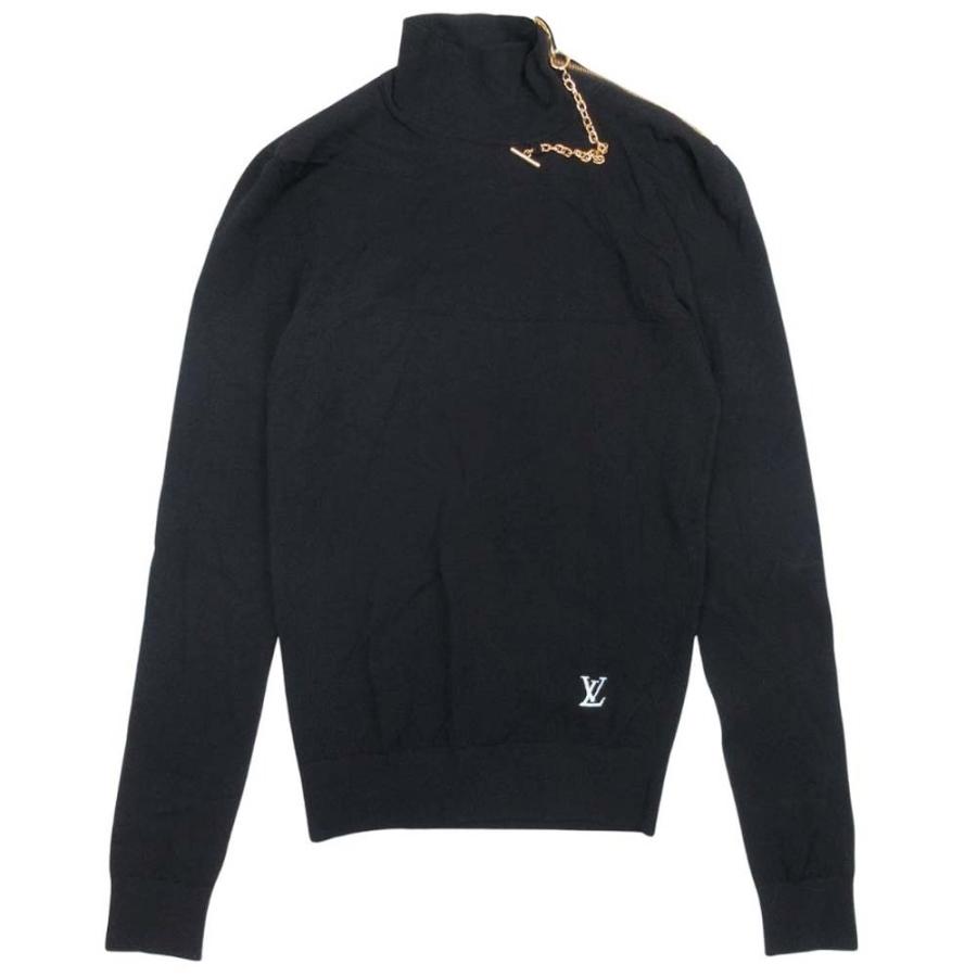 良品 LOUIS VUITTON ルイヴィトン 22aw LVロゴ チェーン ハイネック ハイゲージニット セーター トップス S 黒 ブラック レディース 古着 中古 | LOUIS VUITTON