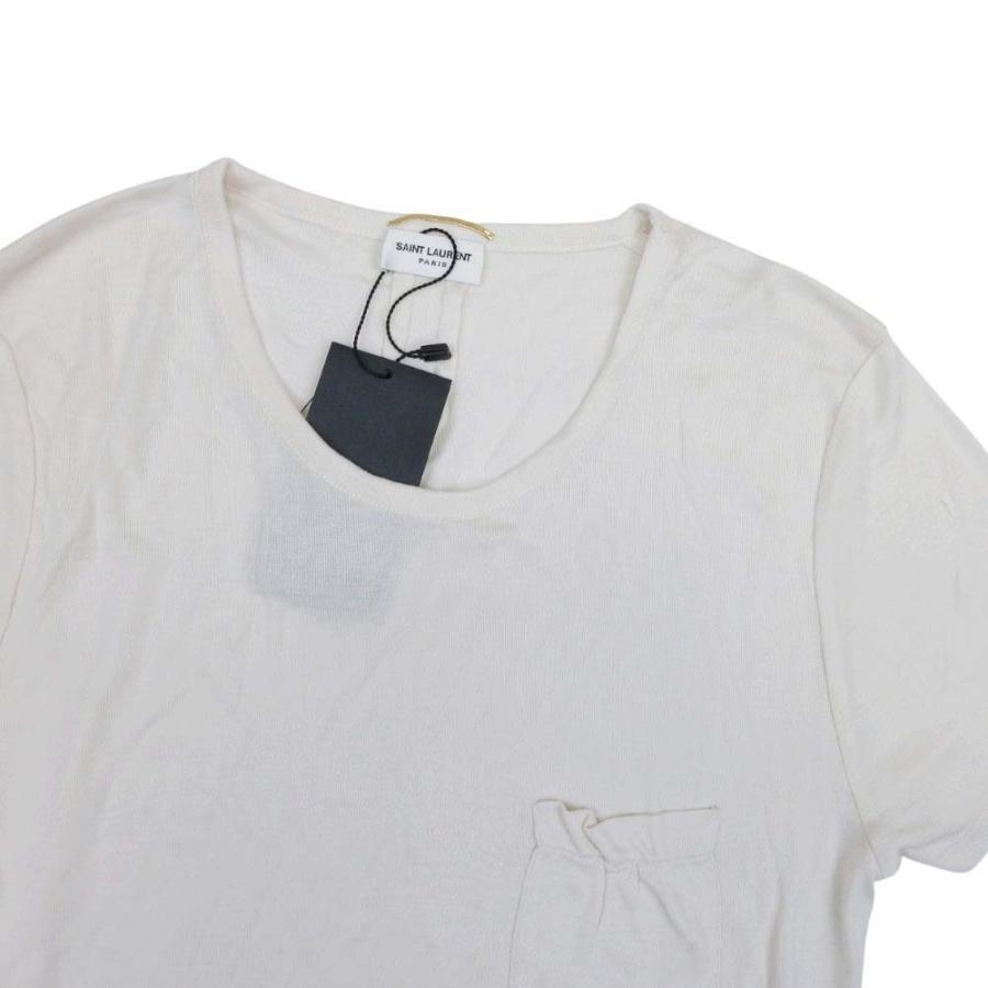 良品 SAINT LAURENT サンローラン 15ss シルクニット Tシャツ トップス 半袖 カットソー Uネック 無地 M オフホワイト レディース 古着 中古 | SAINT LAURENT | 02
