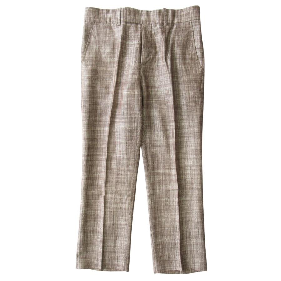 良品 MARNI マルニ シルク リネン スラックス パンツ サイズ40 ブラウン/ホワイト レディース 古着 中古 | MARNI