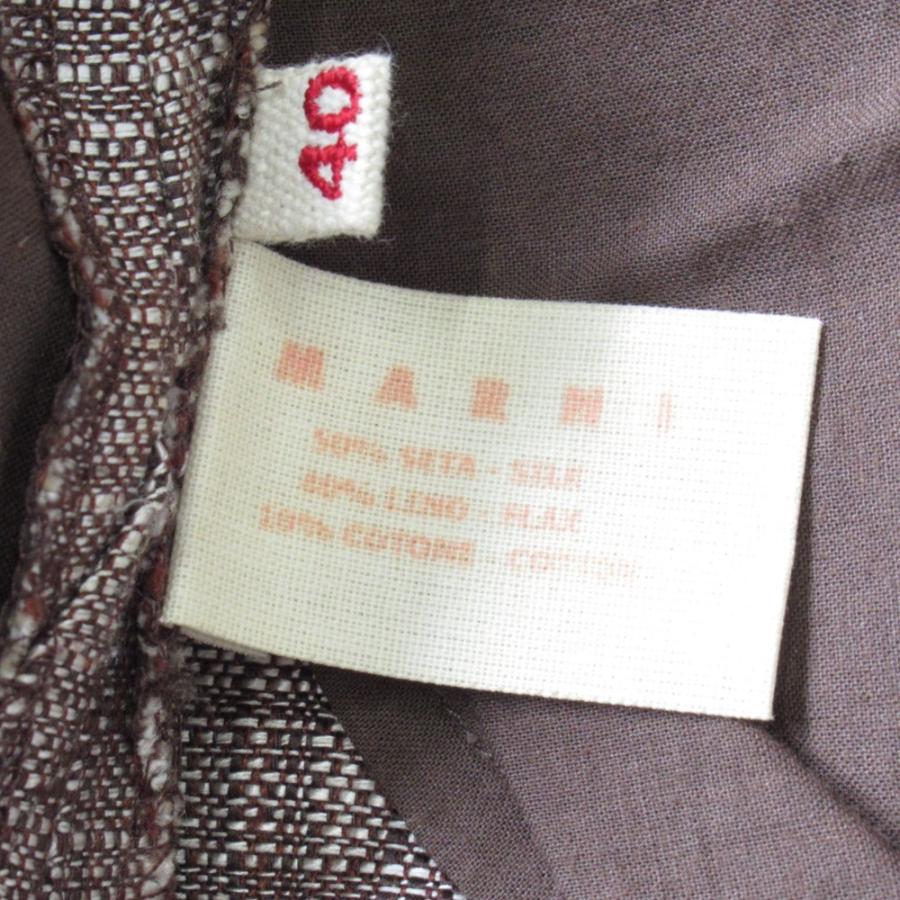 良品 MARNI マルニ シルク リネン スラックス パンツ サイズ40 ブラウン/ホワイト レディース 古着 中古 | MARNI | 04