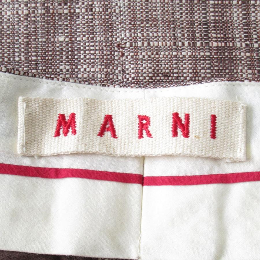 良品 MARNI マルニ シルク リネン スラックス パンツ サイズ40 ブラウン/ホワイト レディース 古着 中古 | MARNI | 05