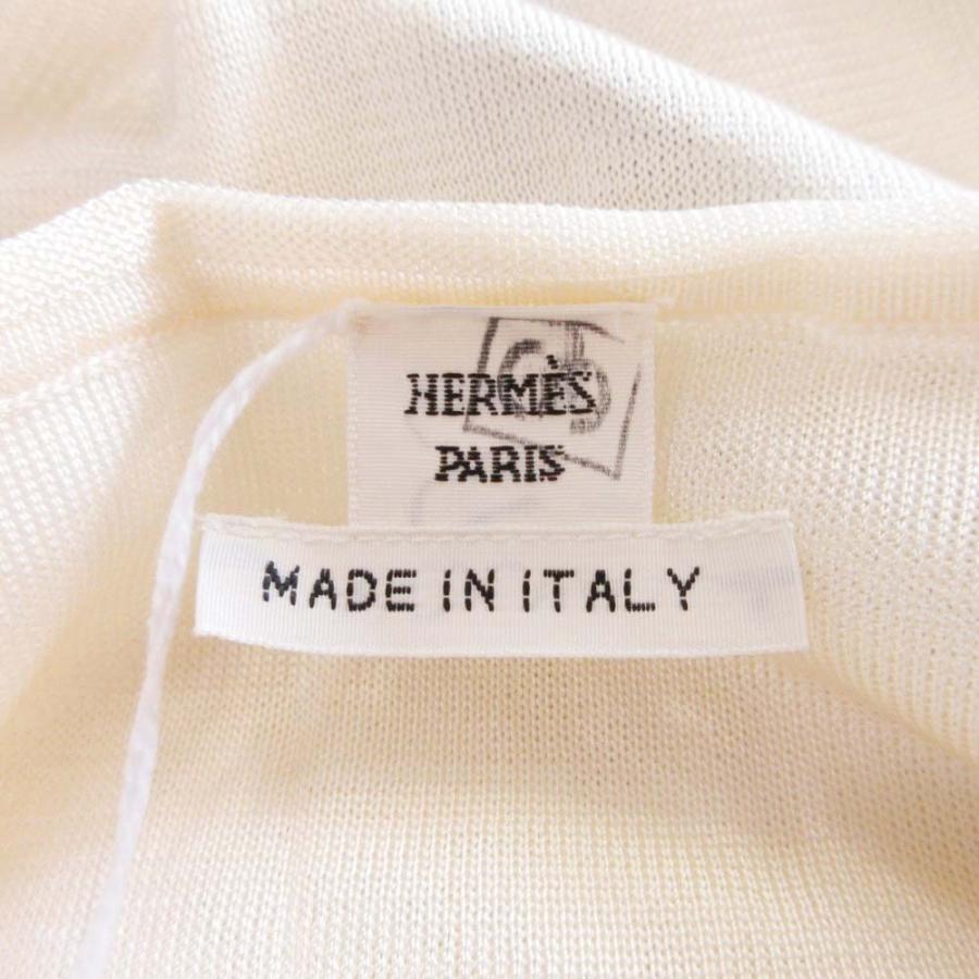 未使用 HERMES エルメス Twillaine ツイルレーヌ ニット シルク 長袖 ジオメトリック柄 トップス カットソー 34 アイボリー グレー レディース 古着 中古 | HERMES | 05