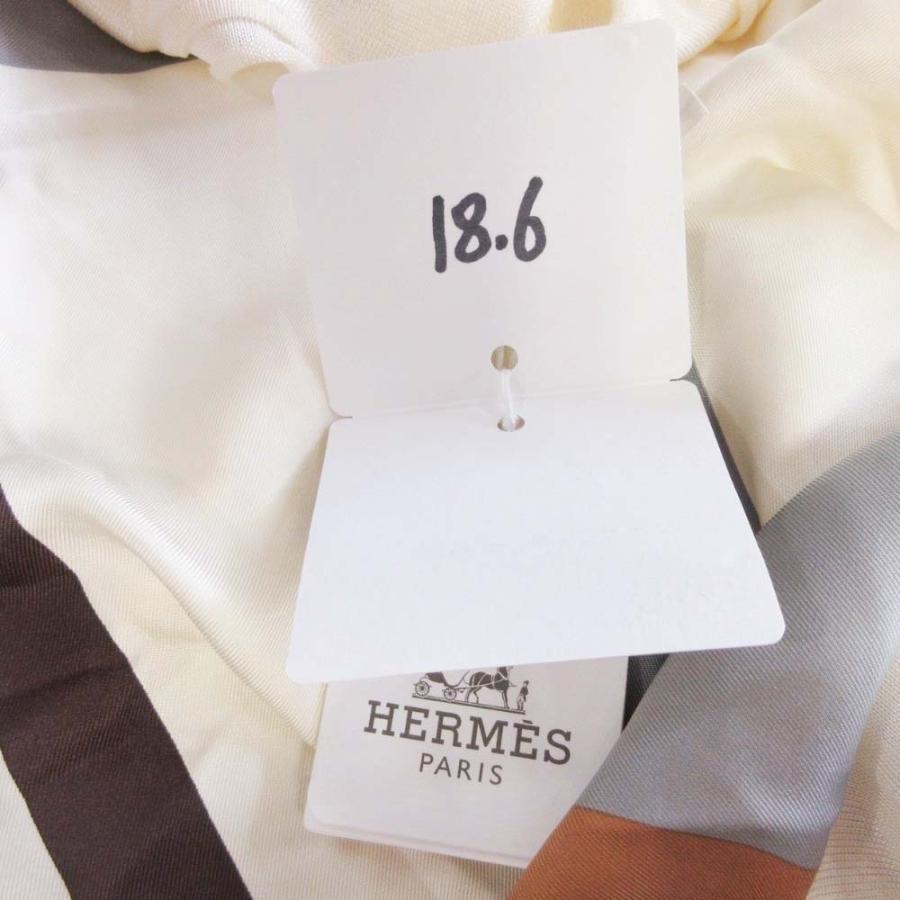 未使用 HERMES エルメス Twillaine ツイルレーヌ ニット シルク 長袖 ジオメトリック柄 トップス カットソー 34 アイボリー グレー レディース 古着 中古 | HERMES | 07