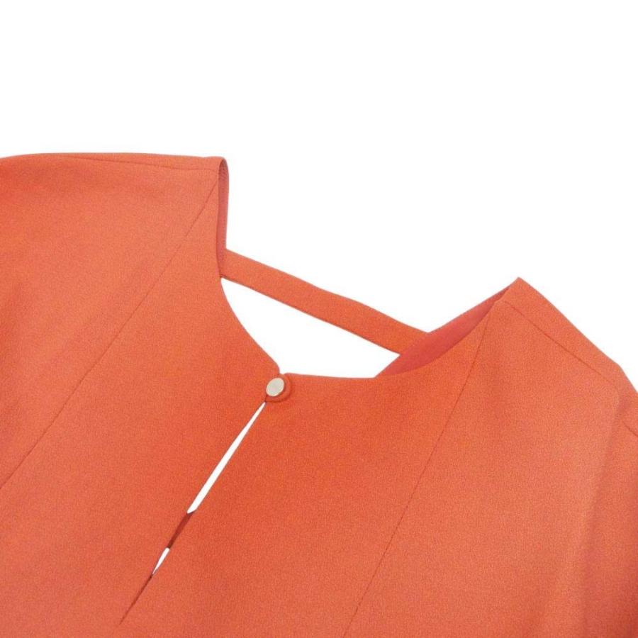 未使用 HERMES エルメス ウールジョーゼット Aライン ブラウス シャツ トップス プルオーバー 七分袖 36 テラコッタ オレンジ レディース 古着 中古 | HERMES | 02