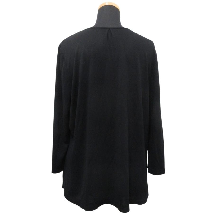 美品 Pierre Cardin ピエールカルダン 千鳥格子 ブラウス シャツ カットソー 長袖 クルーネック 大きいサイズ 44 黒 白 レディース 古着 中古 | pierre cardin | 02