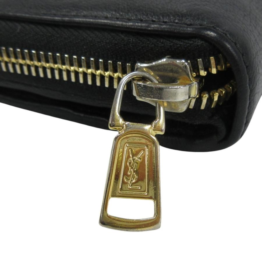 YVES SAINT LAURENT イヴサンローラン モノグラム ウォレットケース 二つ折り 財布 ラウンドファスナー ロゴ ゴールド金具 黒 レディース 古着 中古 | Yves Saint Laurent | 06