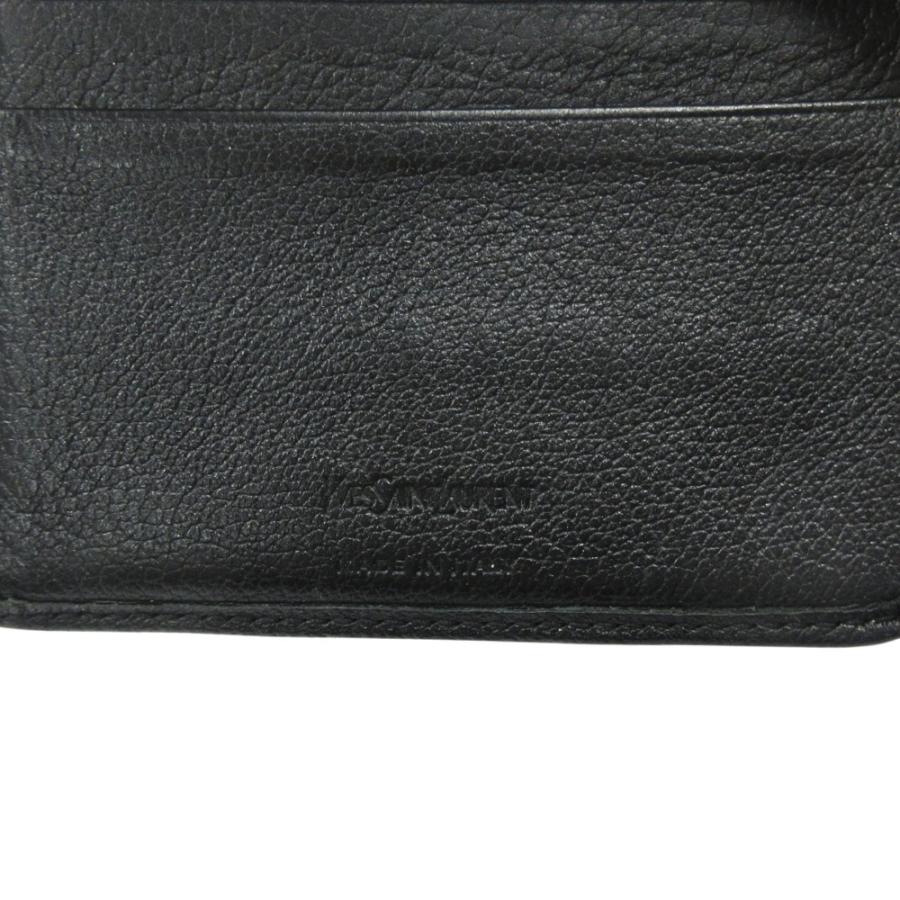 YVES SAINT LAURENT イヴサンローラン モノグラム ウォレットケース 二つ折り 財布 ラウンドファスナー ロゴ ゴールド金具 黒 レディース 古着 中古 | Yves Saint Laurent | 08