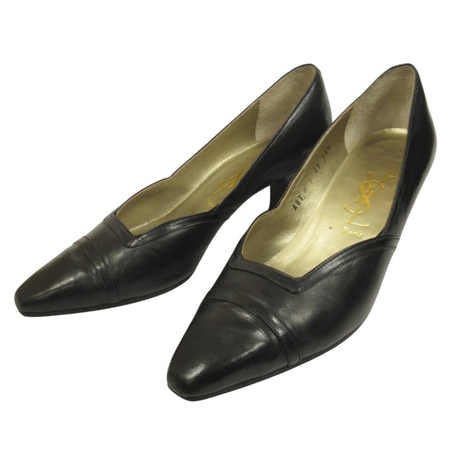 YVES SAINT LAURENT イヴサンローラン キャップトゥ パンプス シューズ 靴 レザー オールド 35.5 23cm 黒 ブラック レディース 古着 中古 | Yves Saint Laurent | 02