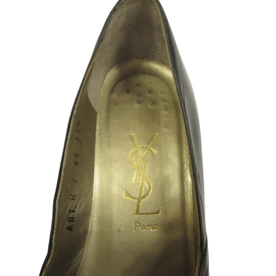 YVES SAINT LAURENT イヴサンローラン キャップトゥ パンプス シューズ 靴 レザー オールド 35.5 23cm 黒 ブラック レディース 古着 中古 | Yves Saint Laurent | 07