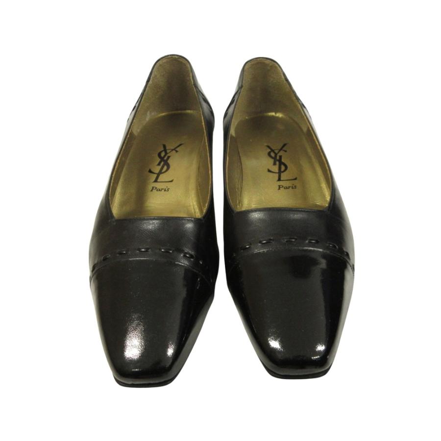 未使用 YVES SAINT LAURENT イヴサンローラン キャップトゥ パンプス シューズ 靴 エナメル レザー 切替 オールド 36 23cm 黒 ブラック レディース 古着 中古 | Yves Saint Laurent | 03