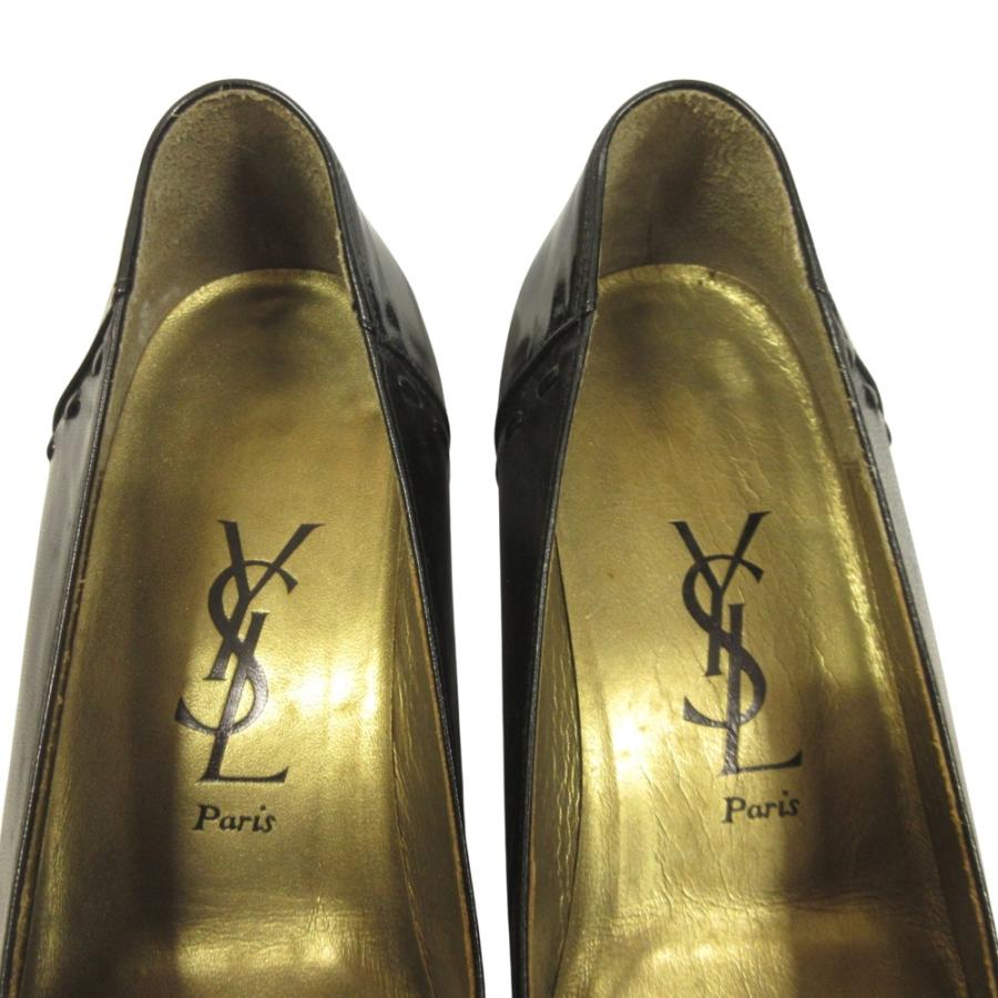 未使用 YVES SAINT LAURENT イヴサンローラン キャップトゥ パンプス シューズ 靴 エナメル レザー 切替 オールド 36 23cm 黒 ブラック レディース 古着 中古 | Yves Saint Laurent | 06