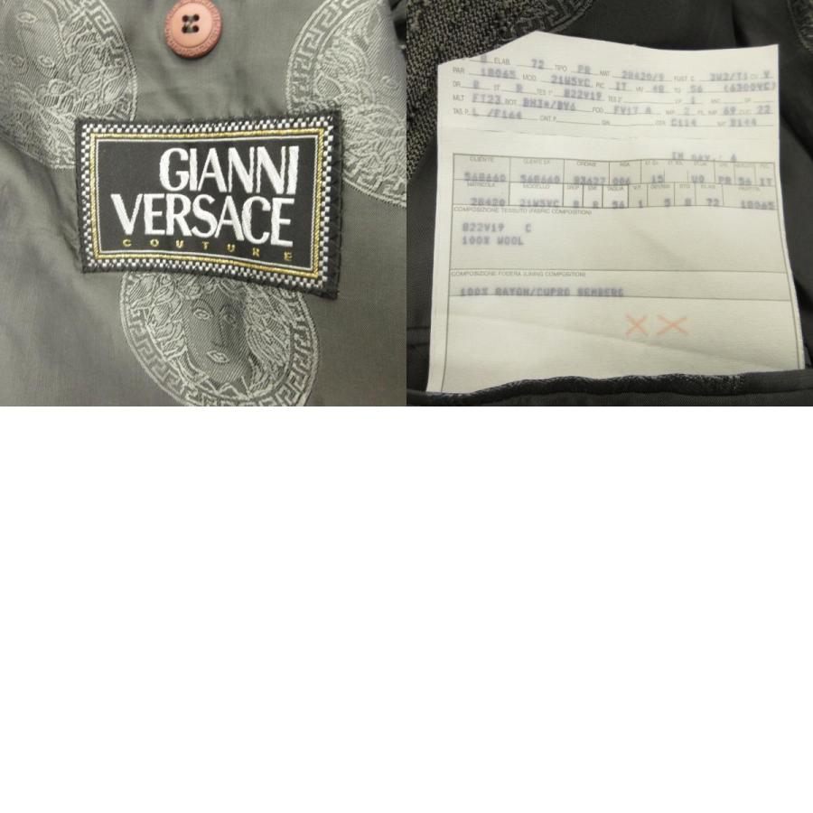Gianni Versace ジャンニヴェルサーチ スーツ セットアップ ダブル ジャケット パンツ メデューサ 90's ヴィンテージ 56 グレー メンズ 古着 中古 USED GIANNI VERSACE Gianni Versace ジャンニヴェルサーチ スーツ