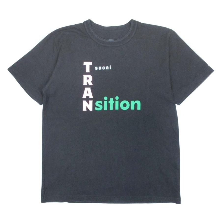 美品 Sacai サカイ 21ss TRANsition T-Shirt プリント Tシャツ カットソー トップス 半袖 クルーネック 21-0291S 3 黒 ブラック メンズ 古着 中古 | sacai