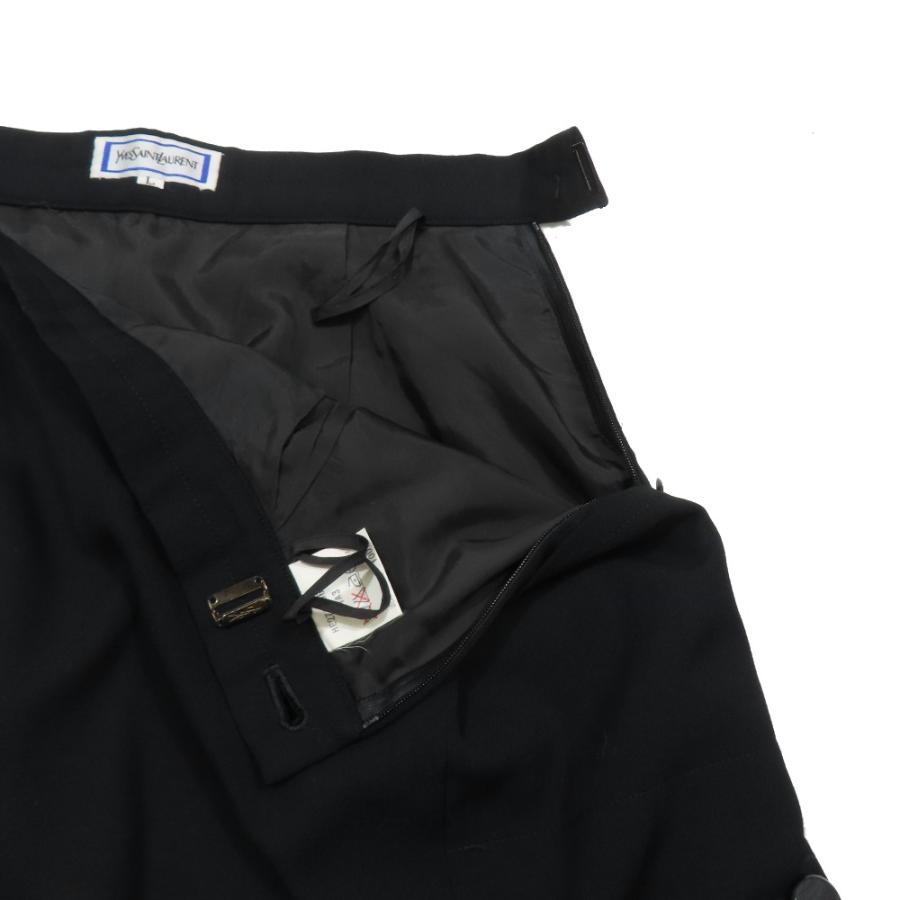美品 YVES SAINT LAURENT イヴサンローラン ヴィンテージ タイトスカート ショート丈 サイドボタン ウール L ブラック レディース 古着 中古 | Yves Saint Laurent | 02