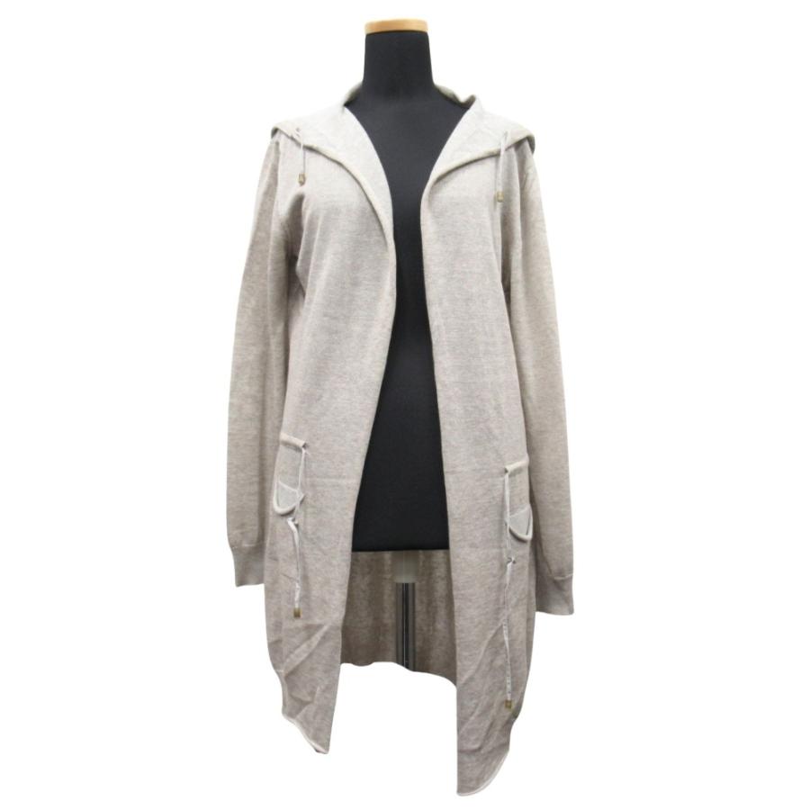 美品 FABIANA FILIPPI ファビアナ フィリッピ コットン リネン ニット パーカー ジャケット ブルゾン サイズM グレージュ系 レディース 古着 中古 | FABIANA FILIPPI