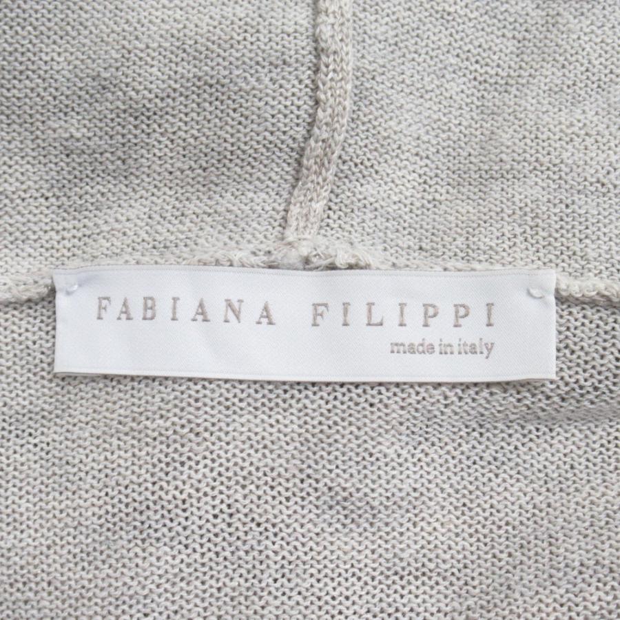 美品 FABIANA FILIPPI ファビアナ フィリッピ コットン リネン ニット パーカー ジャケット ブルゾン サイズM グレージュ系 レディース 古着 中古 | FABIANA FILIPPI | 06