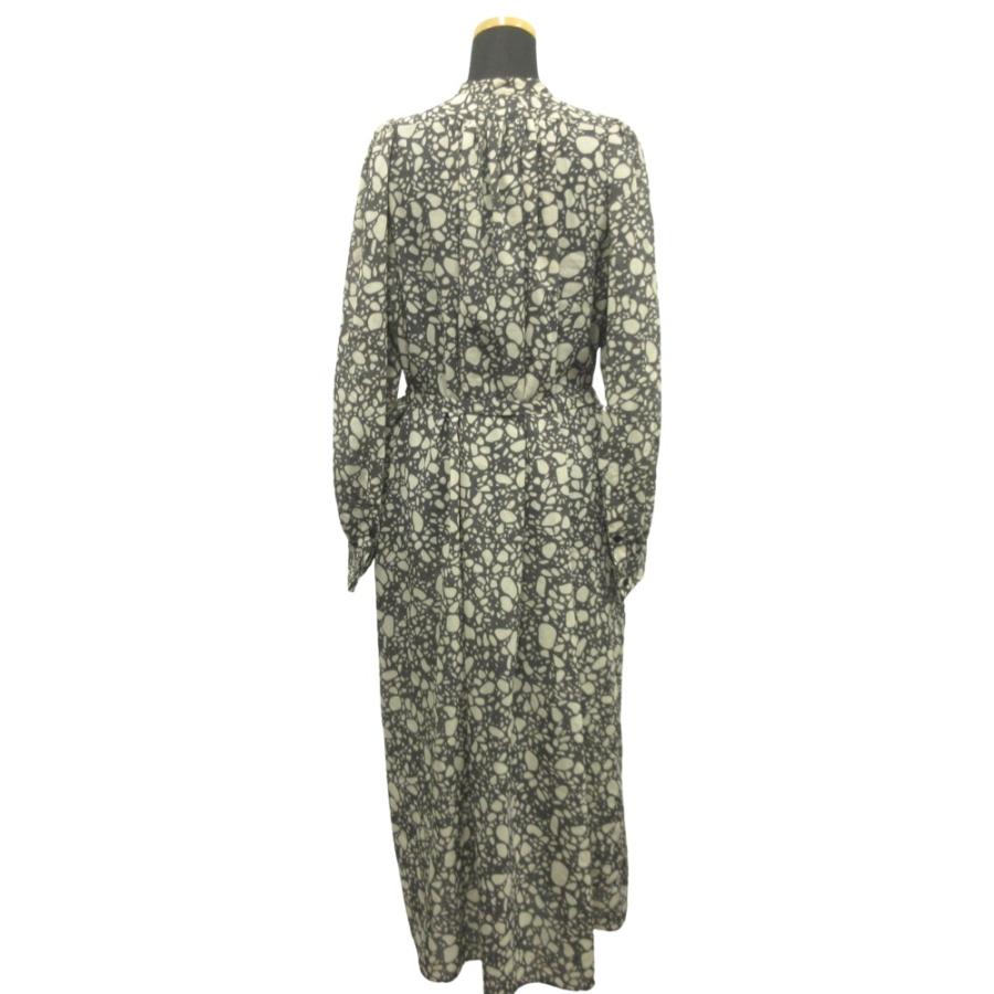 美品 HYKE ハイク 23ss PEBBLE PRINTED DRESS ペブル プリント ドレス シャツ ワンピース カットソー ロング ダブルカフス 1 グレー レディース 古着 中古 | HYKE | 01