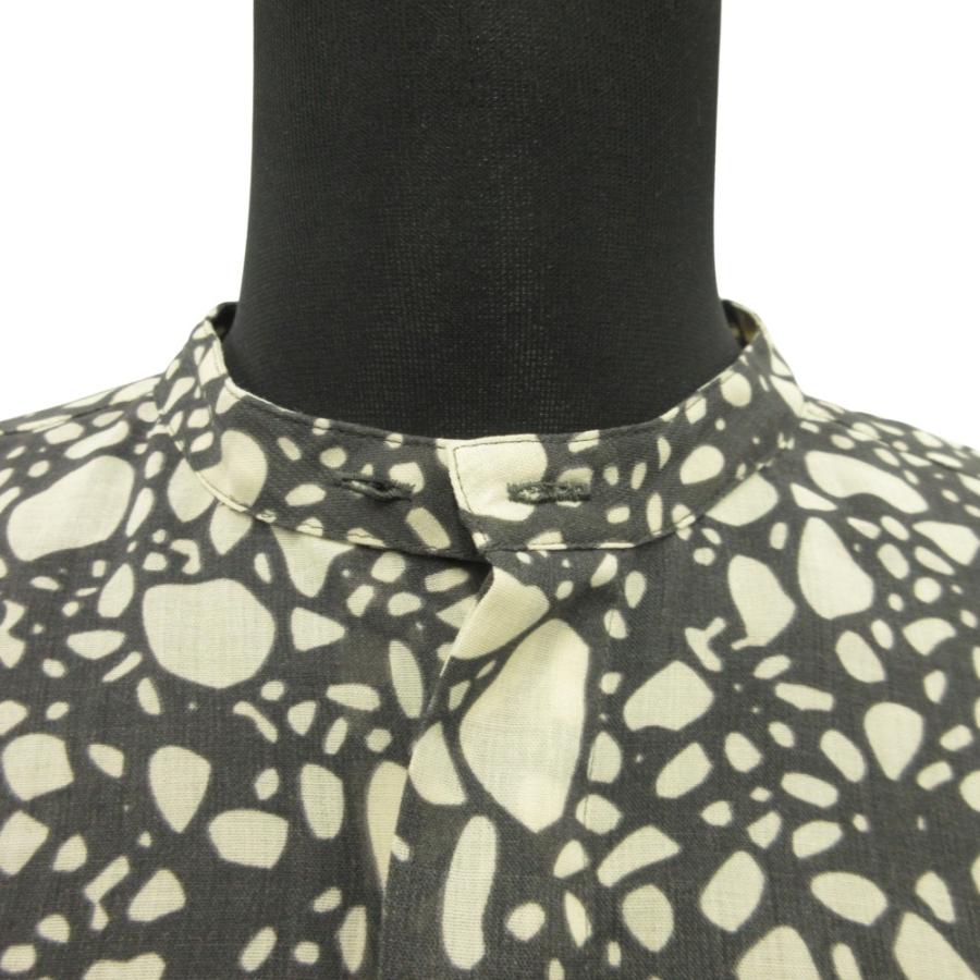 美品 HYKE ハイク 23ss PEBBLE PRINTED DRESS ペブル プリント ドレス シャツ ワンピース カットソー ロング ダブルカフス 1 グレー レディース 古着 中古 | HYKE | 04