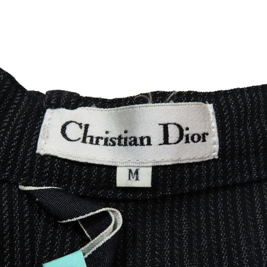 美品 Christian Dior クリスチャンディオール ヴィンテージ ストライプ ワイド スラックスパンツ タックパンツ シアー M ブラック レディース 古着 中古 | Christian Dior | 03