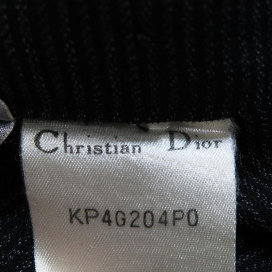 美品 Christian Dior クリスチャンディオール ヴィンテージ ストライプ ワイド スラックスパンツ タックパンツ シアー M ブラック レディース 古着 中古 | Christian Dior | 04