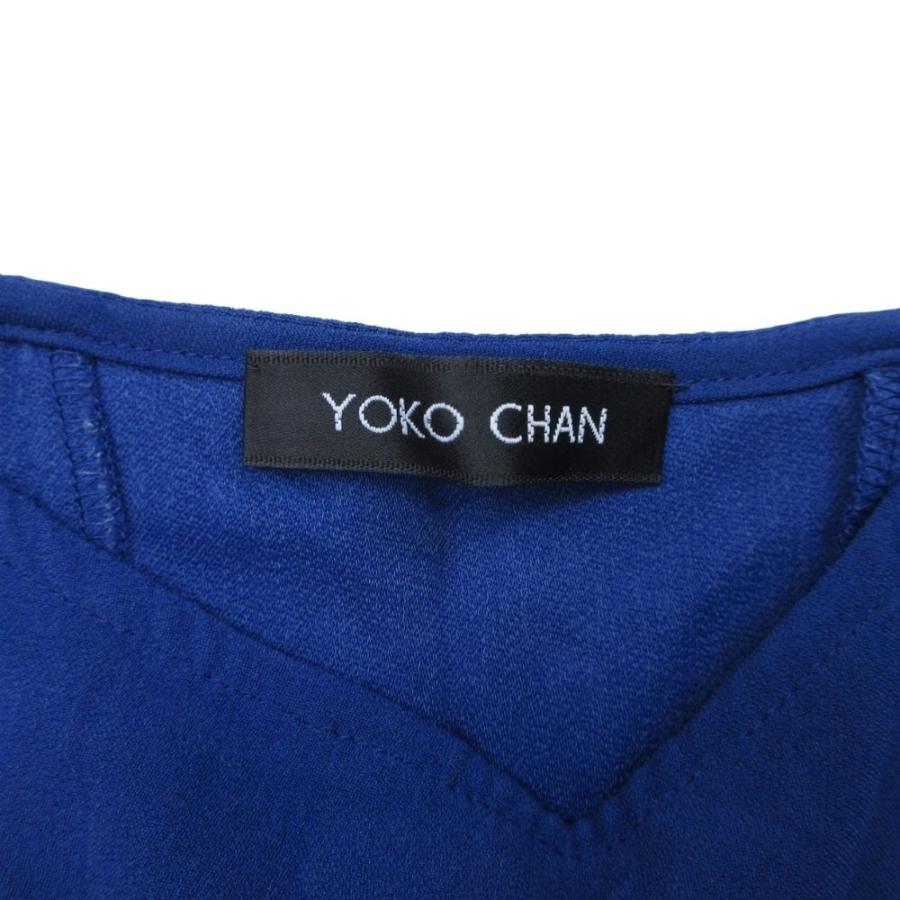 美品 YOKO CHAN ヨーコチャン ノースリーブ ワンピース ドレス ひざ丈 とろみ素材 ラウンドヘム 36 青 ブルー レディース 古着 中古 | YOKO CHAN | 05