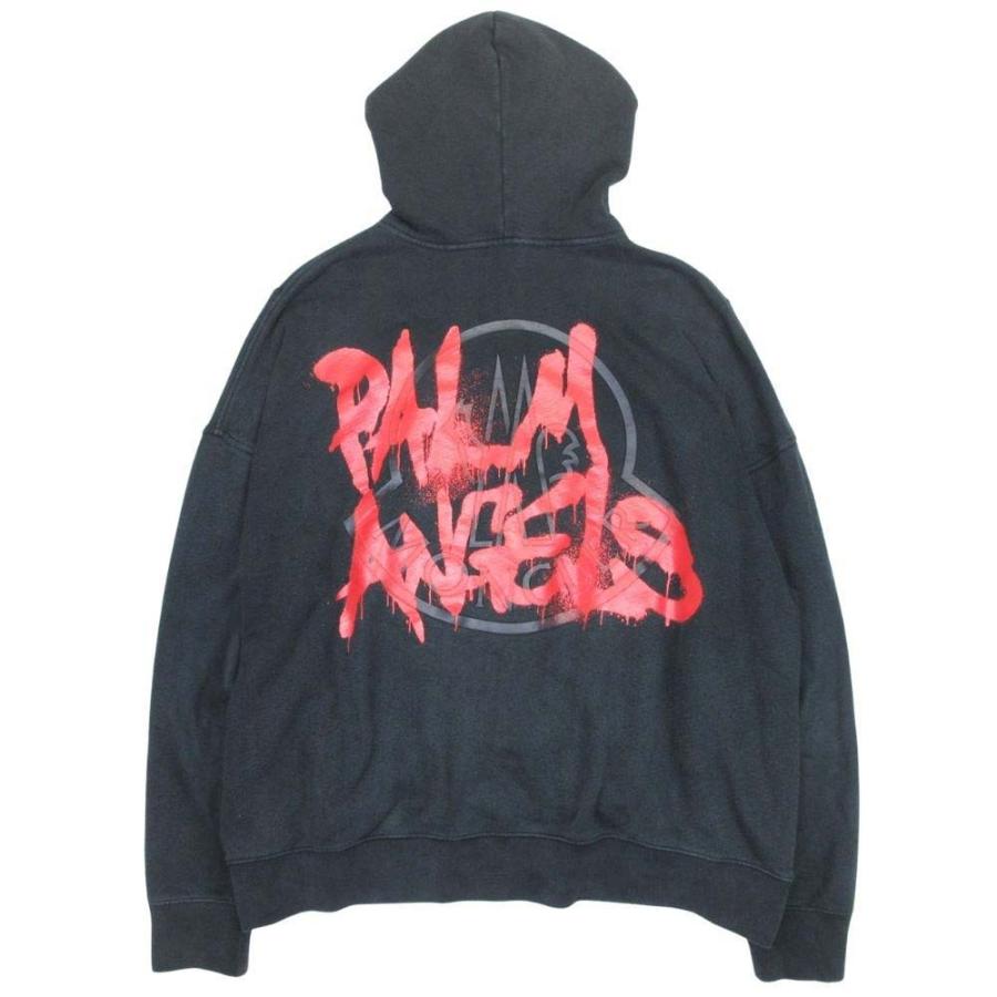 MONCLER x PALM ANGELS モンクレール x パームエンジェルス 19aw バックプリント フーディー パーカー GENIUS ジーニアス M 黒 メンズ 古着 中古 USED MONCLER（モンクレール） MONCLER x PALM ANGELS x パームエンジェルス