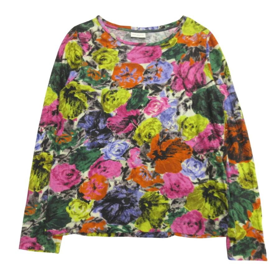 美品 DRIES VAN NOTEN ドリスヴァンノッテン フラワー プリント ロング Tシャツ カットソー ボタニカル 長袖 花柄 S 赤 マルチカラー レディース 古着 中古 | DRIES VAN NOTEN