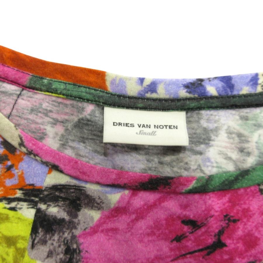 美品 DRIES VAN NOTEN ドリスヴァンノッテン フラワー プリント ロング Tシャツ カットソー ボタニカル 長袖 花柄 S 赤 マルチカラー レディース 古着 中古 | DRIES VAN NOTEN | 04