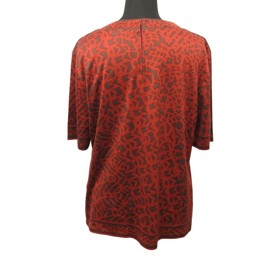 美品 LEONARD レオナール 総柄 カットソー Tシャツ プリント 半袖 大きいサイズ LL 赤 レッド レディース 古着 中古 | LEONARD | 01