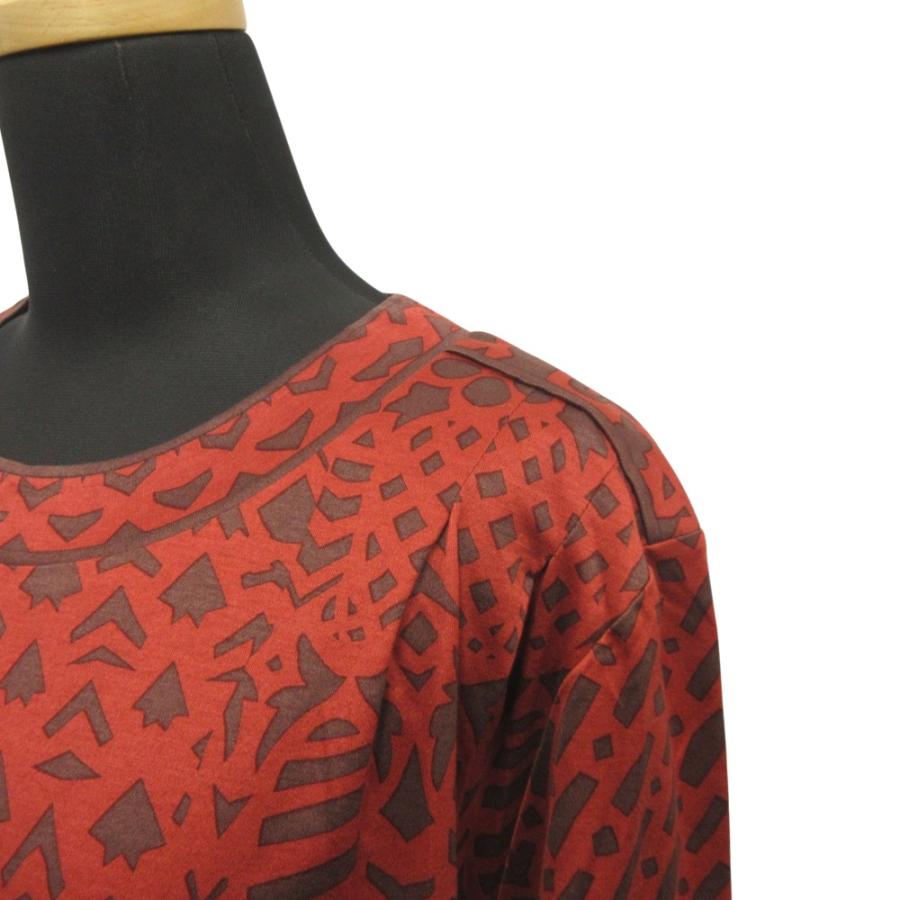 美品 LEONARD レオナール 総柄 カットソー Tシャツ プリント 半袖 大きいサイズ LL 赤 レッド レディース 古着 中古 | LEONARD | 03