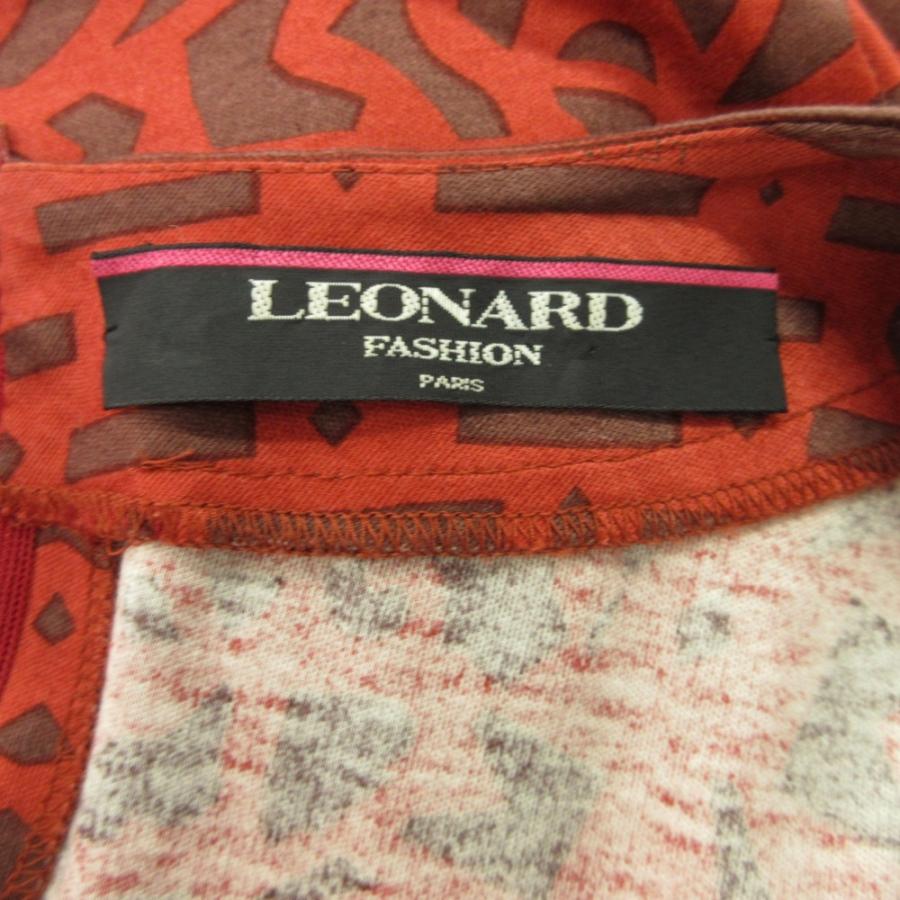 美品 LEONARD レオナール 総柄 カットソー Tシャツ プリント 半袖 大きいサイズ LL 赤 レッド レディース 古着 中古 | LEONARD | 04