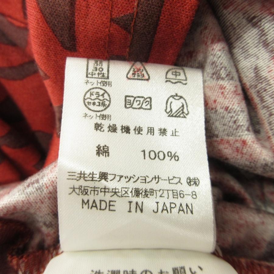 美品 LEONARD レオナール 総柄 カットソー Tシャツ プリント 半袖 大きいサイズ LL 赤 レッド レディース 古着 中古 | LEONARD | 05