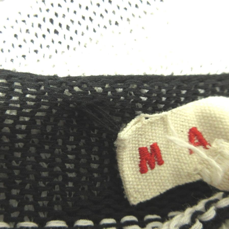 良品 MARNI マルニ 21ss ボーダー ニット ワンピース セーター ドレス フリンジ 40 黒 ブラック 白 ホワイト レディース 古着 中古 | MARNI | 05